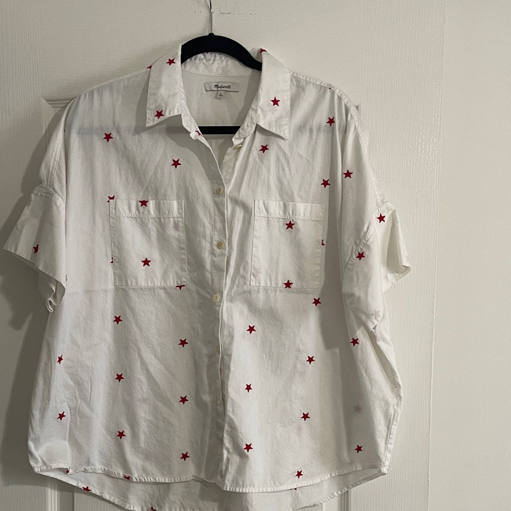 Madewell  White Shirt with Red Star Design